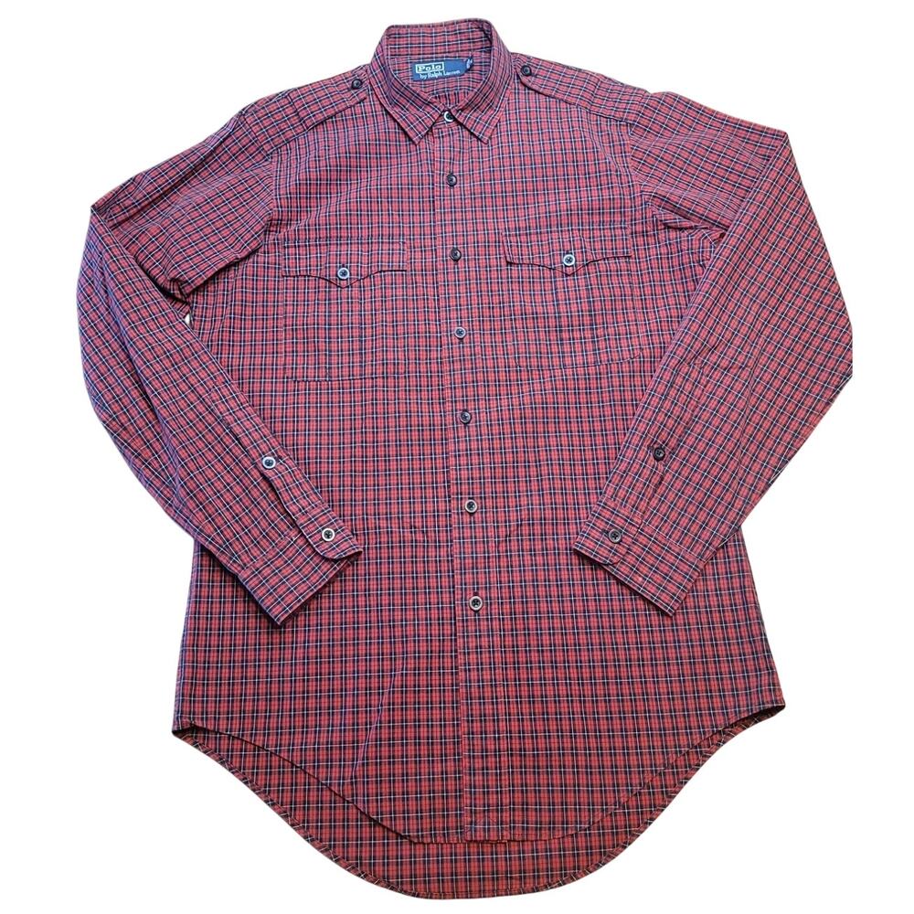 VTG Ralph Lauren Western Plaid Shirt M Cowboy Ranch EUC